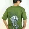 Zebra Branch Abstract Graphic Oversized T-Shirt Olive Green Back View
